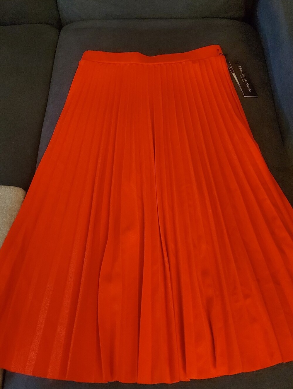 Bright Orange Pleated Women's Midi/ Maxi Skirt NWT